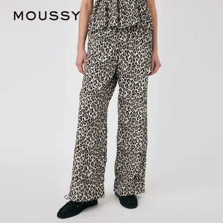 MOUSSY 2025夏季新品轻薄褶皱缎面千禧豹纹休闲裤女010ISS31-6101商品大图