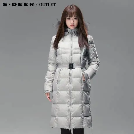 【新品】sdeer圣迪奥专柜正品女冬毛领连帽超长羽绒服3482480图片