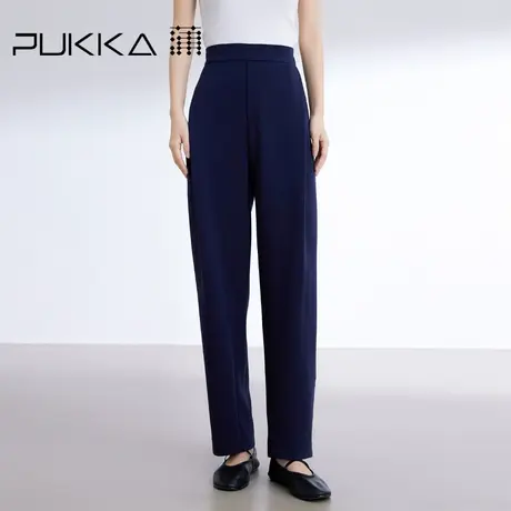 蒲PUKKA 设计感女装早春新款全腰橡筋针织面料休闲显瘦萝卜裤商品大图