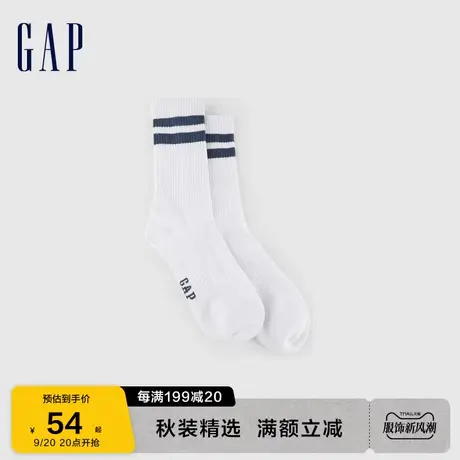 Gap男装秋季2023新款LOGO撞色条纹针织中筒袜837328透气吸汗短袜图片