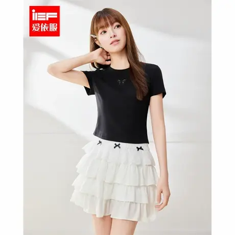 IEF/爱依服2025夏季新款甜酷工装朋克辣妹年轻少女感时尚减龄T恤图片