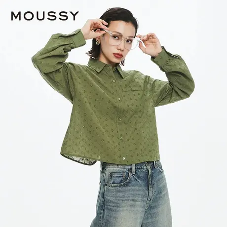 MOUSSY 夏季森系风镂空花纹后背开叉衬衫女028HSZ30-1321图片
