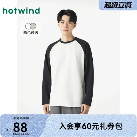 热风2025年春季新款帅气气质舒适穿搭通勤百搭休闲男士拼接长T图片