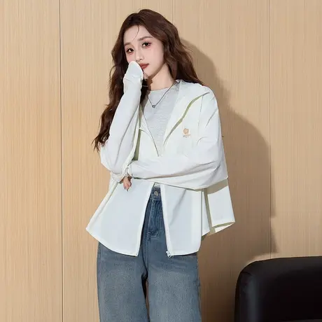 唐狮夏季新款女防晒外套春夏UPF50+防紫外线短款净色连帽上衣官方图片