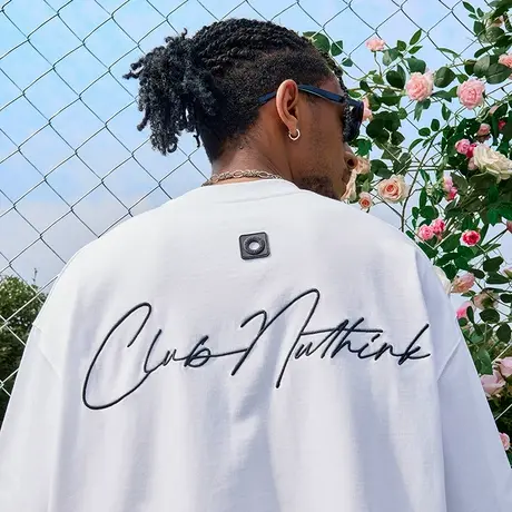 Nuthink刺绣字母短袖T恤潮牌美式复古嘻哈宽松男女2025夏季新款图片