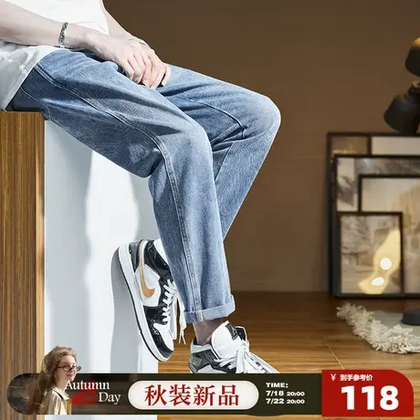 7.18/20点 上新唐狮25夏季新款男士牛仔裤高街直筒裤宽松水洗阔腿图片