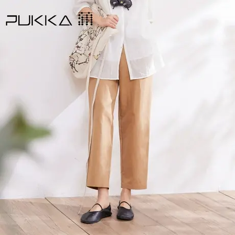 蒲PUKKA 春夏秋季款棉麻宽松萝卜裤显瘦休闲长裤新款商品大图