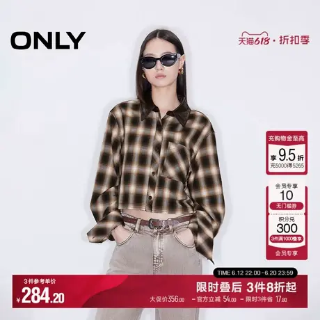 ONLY2025夏季新款时髦百搭宽松翻领短款长袖衬衫女|125105001图片