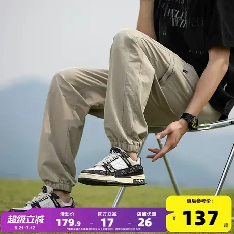 唐狮25春夏季新款男休闲长裤抽绳束脚裤宽松直筒裤潮流工装裤子男图片