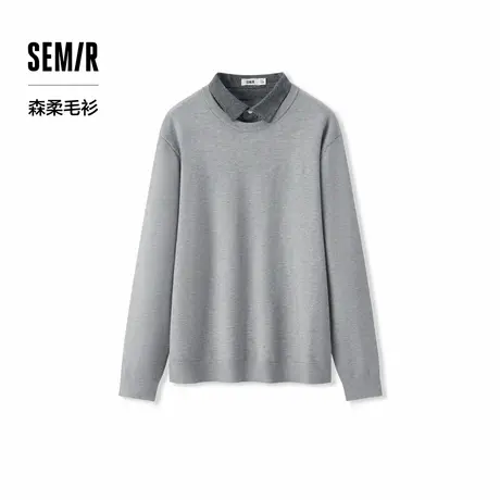 森柔毛衫|商场同款森马针织衫男假两件毛衣2024冬新款套头衫百搭图片