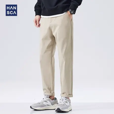 hansca直筒休闲裤男2025春季锥形百搭纯棉日系通勤耐磨大码长裤子商品大图