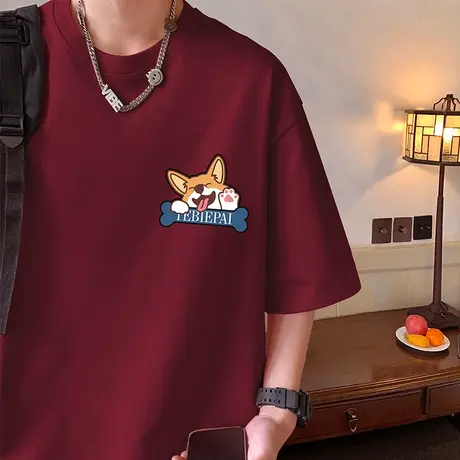 夏季纯棉宽松短袖t恤男2025新款卡通半袖男ins潮牌体恤男装打底衫商品大图