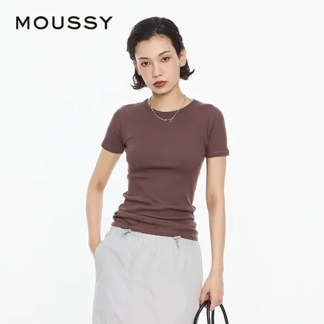 MOUSSY 夏季新品基础款简约修身短袖T恤女010HS780-0240图片