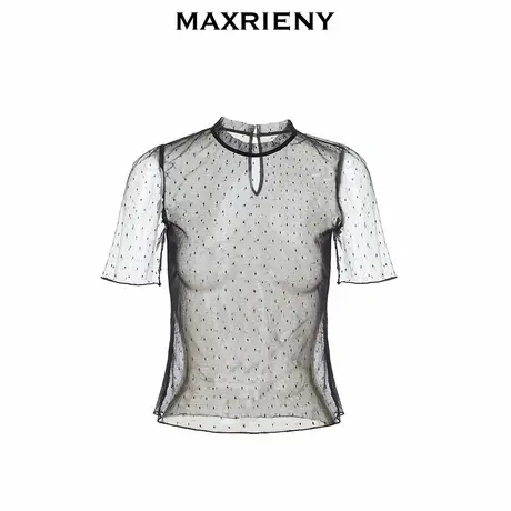 【奥莱】MAXRIENY法式蕾丝雪纺衫修身显瘦上衣女图片