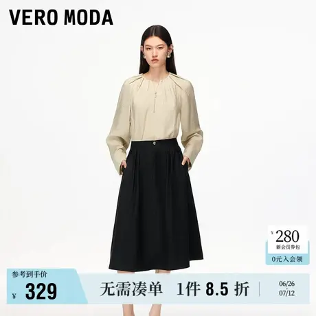 6.27上新Vero Moda半身裙2025夏季新款立体压褶纽扣插兜中腰A摆商品大图
