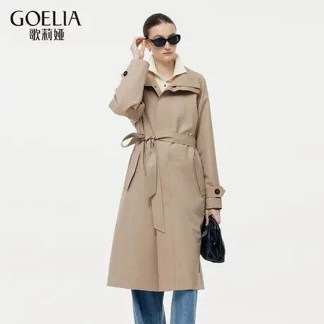 歌莉娅春季新品精纺羊毛翻领风衣（配送本布腰带）1E2L6L300商品大图