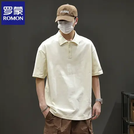 罗蒙简约男士纯色大码短袖polo衫潮牌男款夏季翻领百搭半袖T恤N1Z图片