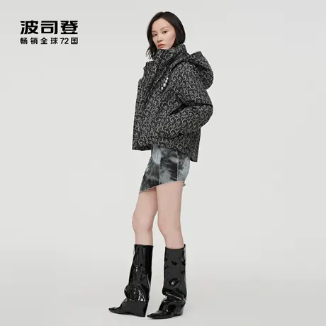 波司登女鹅绒羽绒服可脱卸帽潮流珍珠点缀防风保暖夹克奥莱图片