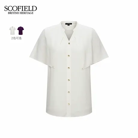 Scofield女装优雅V领披肩设计衬衫金属纽扣2025秋季新品商品大图