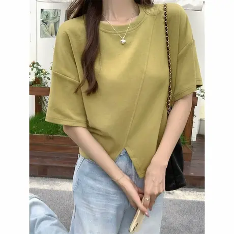 小个子短款纯棉半袖T恤女夏季宽松韩版百搭chic甜辣短袖上衣服潮商品大图