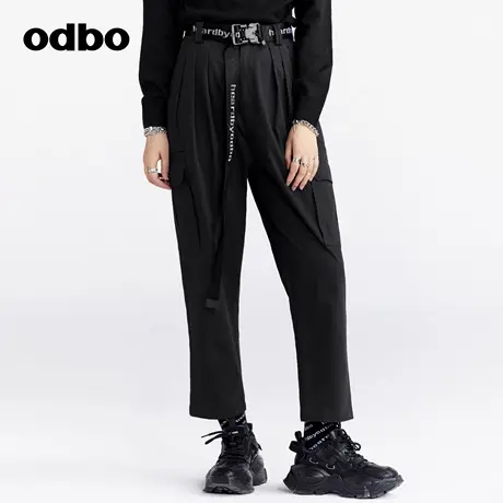 odbo/欧迪比欧原创设计工装裤女夏冬新款百搭高腰显瘦九分裤商品大图
