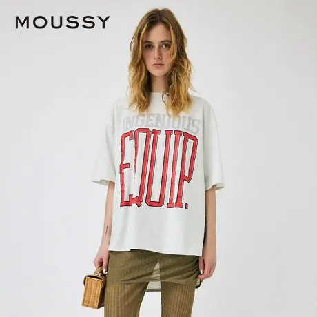 MOUSSY 夏季美式学院风字母宽松短袖T恤女010HSQ90-1041图片