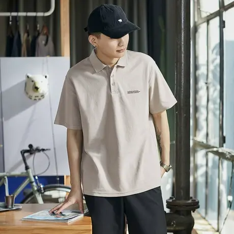 唐狮夏季新款短袖polo衫男士纯色翻领t恤男款简约宽松上衣官方图片