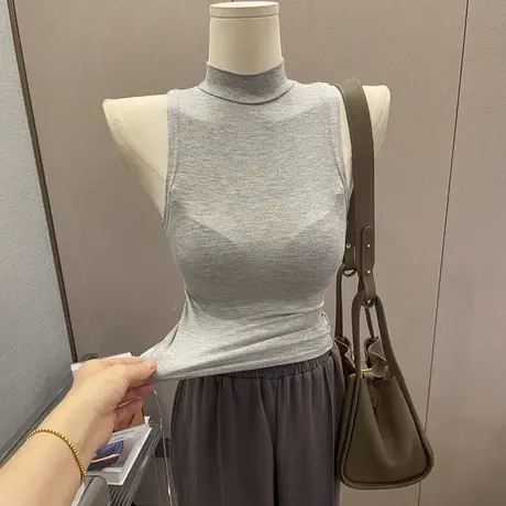 回馈款~韩式半高领无袖背心女百搭简约修身打底衫女内搭2025春新图片