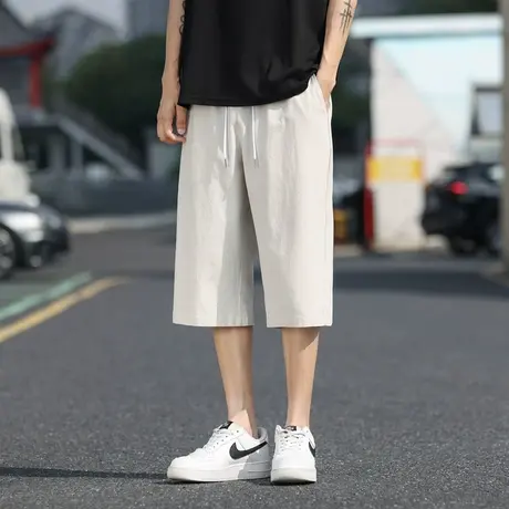 纯棉休闲短裤男夏季薄款五分裤宽松中裤子运动七分裤马裤大裤衩女图片