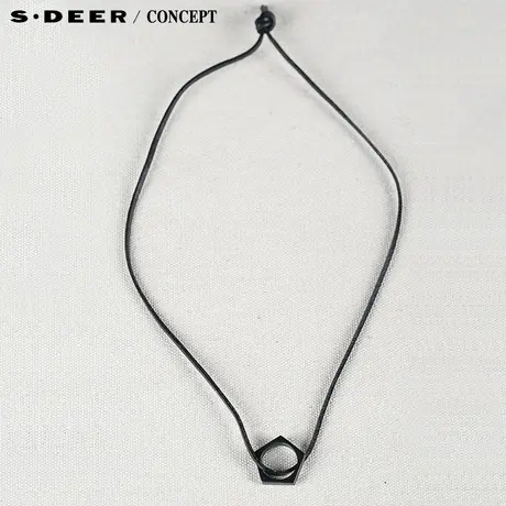 【新品】sdeer圣迪奥专柜正品女装简约镂空几何牛皮绳项链5284385图片