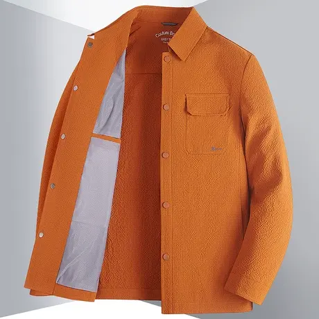 春秋季商务款爸爸装行政夹克衫男士夹克上衣薄款翻领衬衫夹克外套商品大图