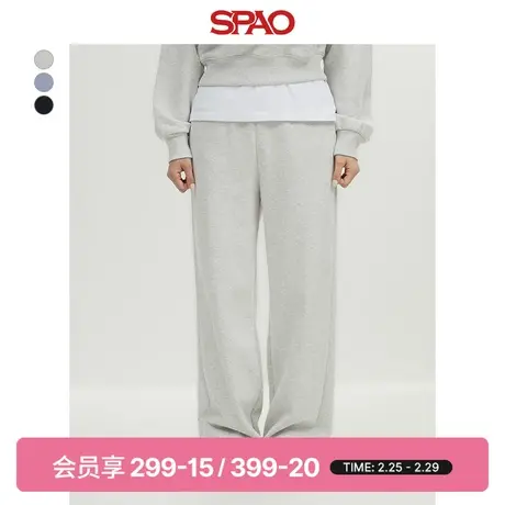 SPAO韩国同款秋冬女士简约时尚宽松运动阔腿长裤SPMTE12G99商品大图