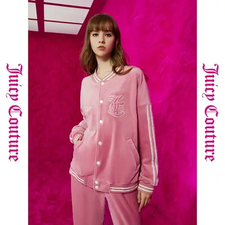 Juicy Couture橘滋春夏新款元气半裙学院风果果绒撞色刺绣外套女图片