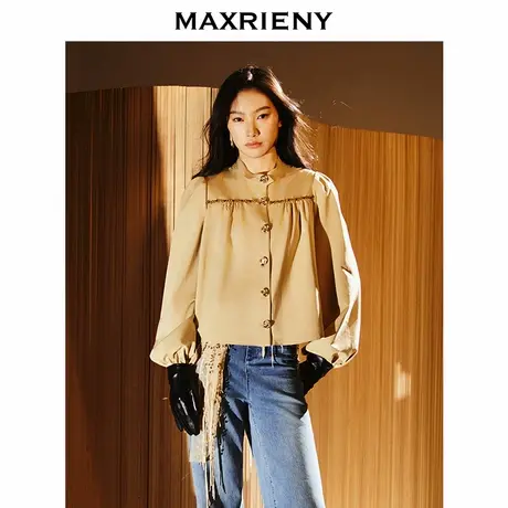 【奥莱】MAXRIENY压褶卡其色外套款气质感装波嬉风商品大图
