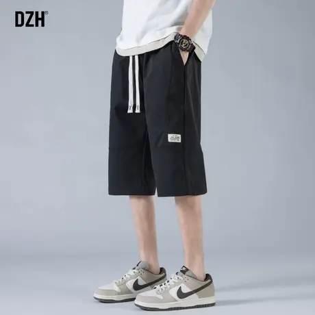 青少年黑色美式短裤男夏季薄款2025新款男裤七分裤男款休闲裤半裤图片