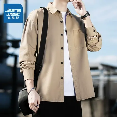 WX真维斯男装 2025秋季新款男款韩式商务风时尚百搭男士休闲衬衫商品大图