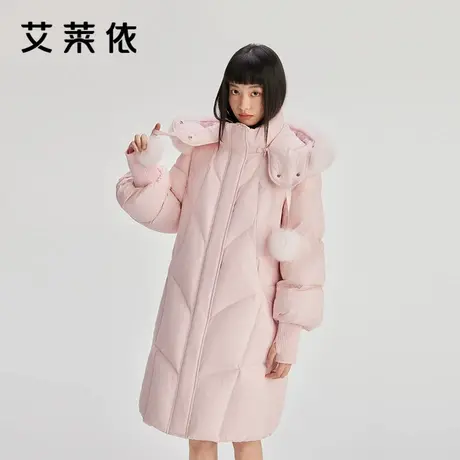 【狐狸毛领可拆卸】艾莱依羽绒服女款时尚休闲甜美长款加厚长外套图片