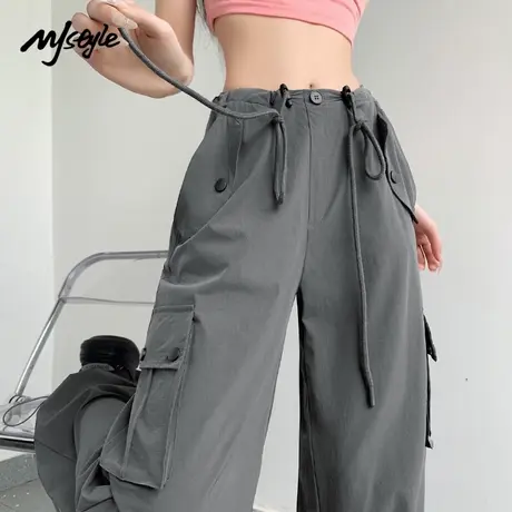 MJ STYLE伞兵裤直筒工装裤女2025爆款显瘦高腰垂感显高休闲裤商品大图