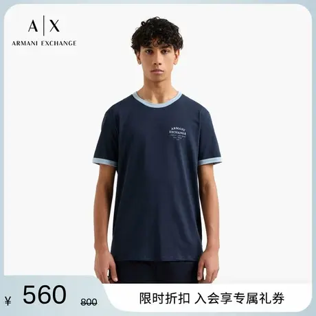 ARMANI EXCHANGE/阿玛尼男女情侣款有机棉正肩撞色T恤25夏季新款图片