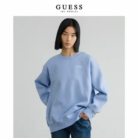 GUESS男女同款圆领简约通勤长袖加绒卫衣Q1BQ68K2Q43图片