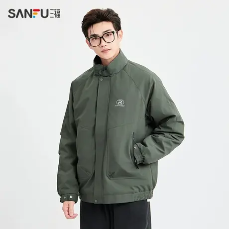 三福2024冬季男士休闲时尚立领棉衣 潮流修身外套487876图片