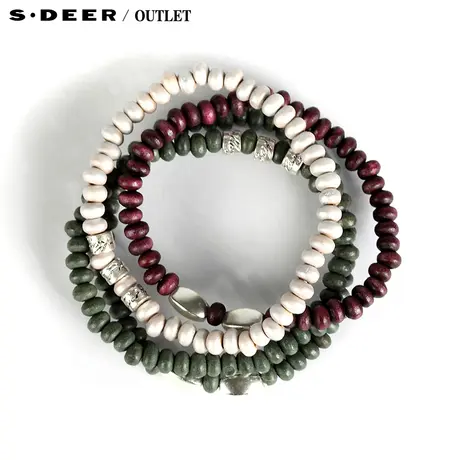 【新品】sdeer圣迪奥专柜正品女装三色圆木珠金属珠手链2284374图片