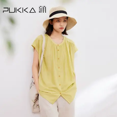 蒲PUKKA 宽松短袖衬衫女简约通勤设计感多色衬衣商品大图