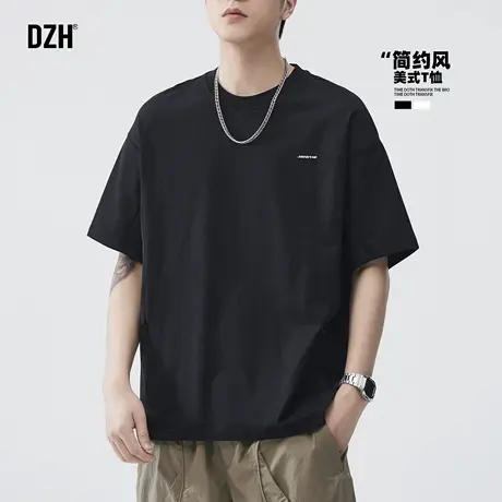 男士黑色短袖男款美式潮牌2025新款圆领半袖t恤宽松百搭体恤衫潮图片