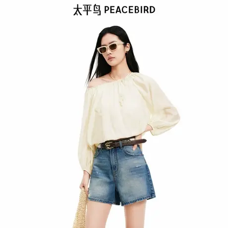 【商场同款】太平鸟女装2025年夏季新款一字肩上衣A1CDF2735图片