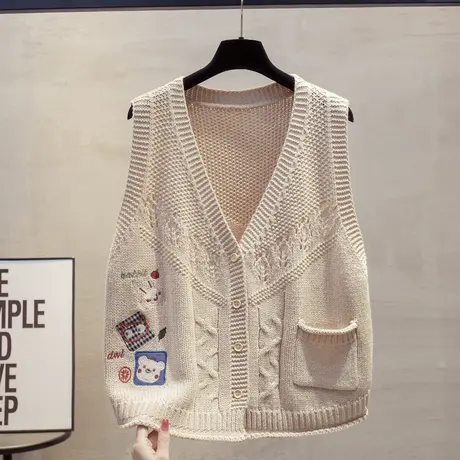 开衫v领针织马甲背心女2025春秋新款宽松外穿马夹叠穿毛衣坎肩潮图片