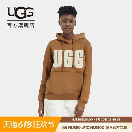 UGG秋季女士舒适上衣套头字母logo休闲卫衣连帽衫明星同款1144506图片