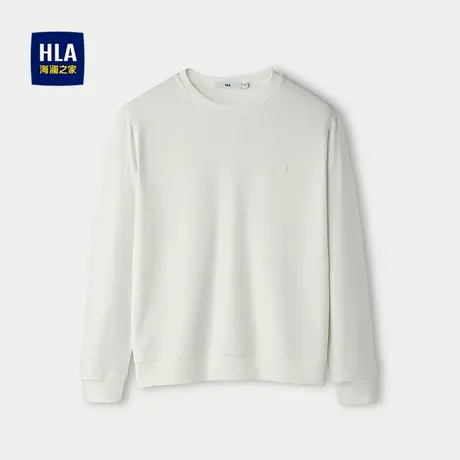 HLA/海澜之家时尚提花长袖T恤25秋新款圆领立体硅标米白打底衫男商品大图
