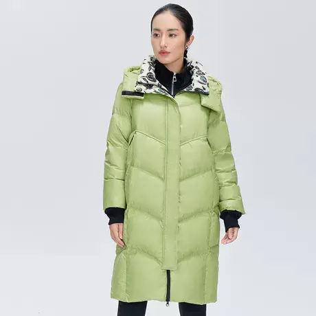艾莱依奥莱保暖长款茧型宽松加厚羽绒服女秋冬时尚甜酷印花冬清仓图片