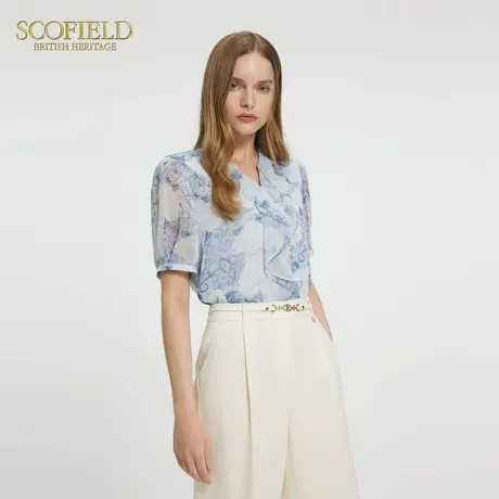 Scofield女装浪漫文艺印花衬衫荷叶边氛围感衬衣2025夏季新款商品大图